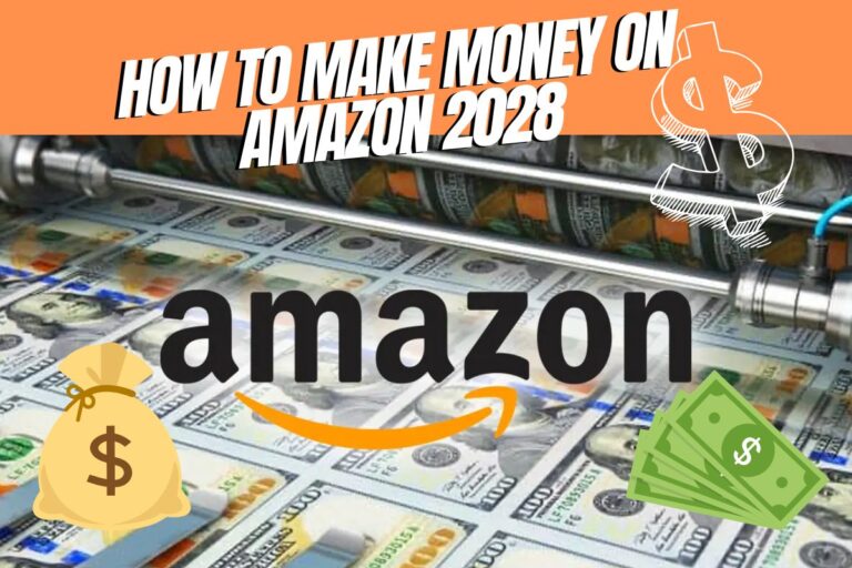 Illustration showing various ways to make money on Amazon, including FBA, affiliate marketing, and selling books via Kindle Direct Publishing.