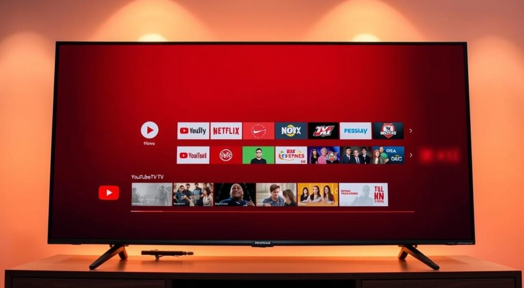 YouTube TV interface for streaming content